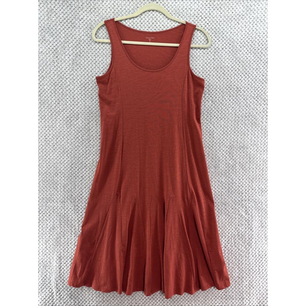 Garnet Hill Tank Midi Dress Womens XS Orange Terracota Scoop Neck A-Line Boho